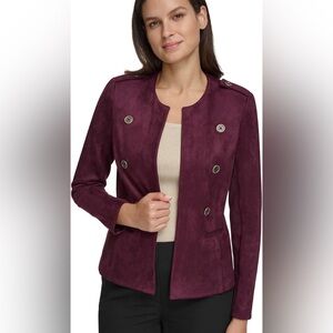 Tommy Hilfiger Scuba Suede Band Jacket in a deep burgundy